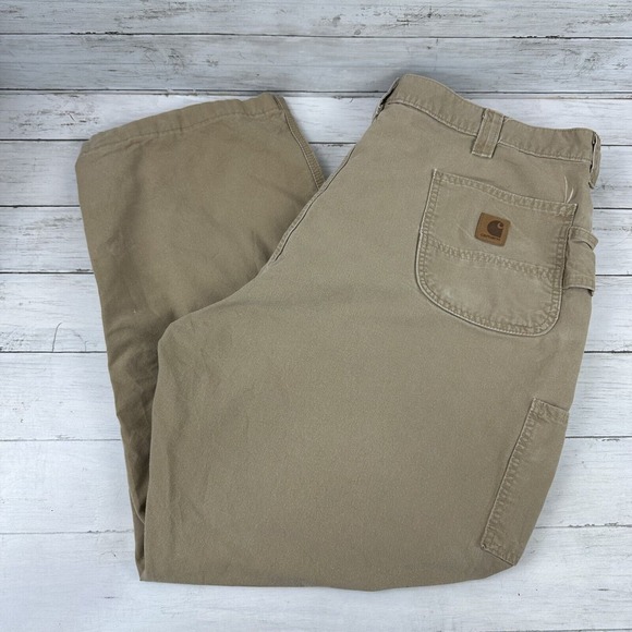 Carhartt B151 DKH Relaxed Fit Pants Mens 44x32 work carpenter tan (42x27.5) hemm - Picture 1 of 14